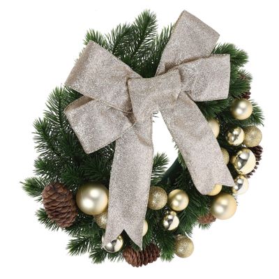 Beatifufu Christmas Wreath Floral Bowknot Beautiful Front Door Hanging Decoration Reusable Wreath for Home Bedroom for Holiday Parties and Festive Decor