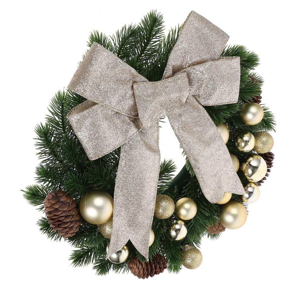 Beatifufu Christmas Wreath Floral Bowknot Beautiful Front Door Hanging Decoration Reusable Wreath for Home Bedroom for Holiday Parties and Festive Decor