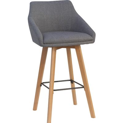 212 Main 22 x 22.3 x 42.5 Inch Gray Flannel Mid - Century Modern Guest Stool Gray