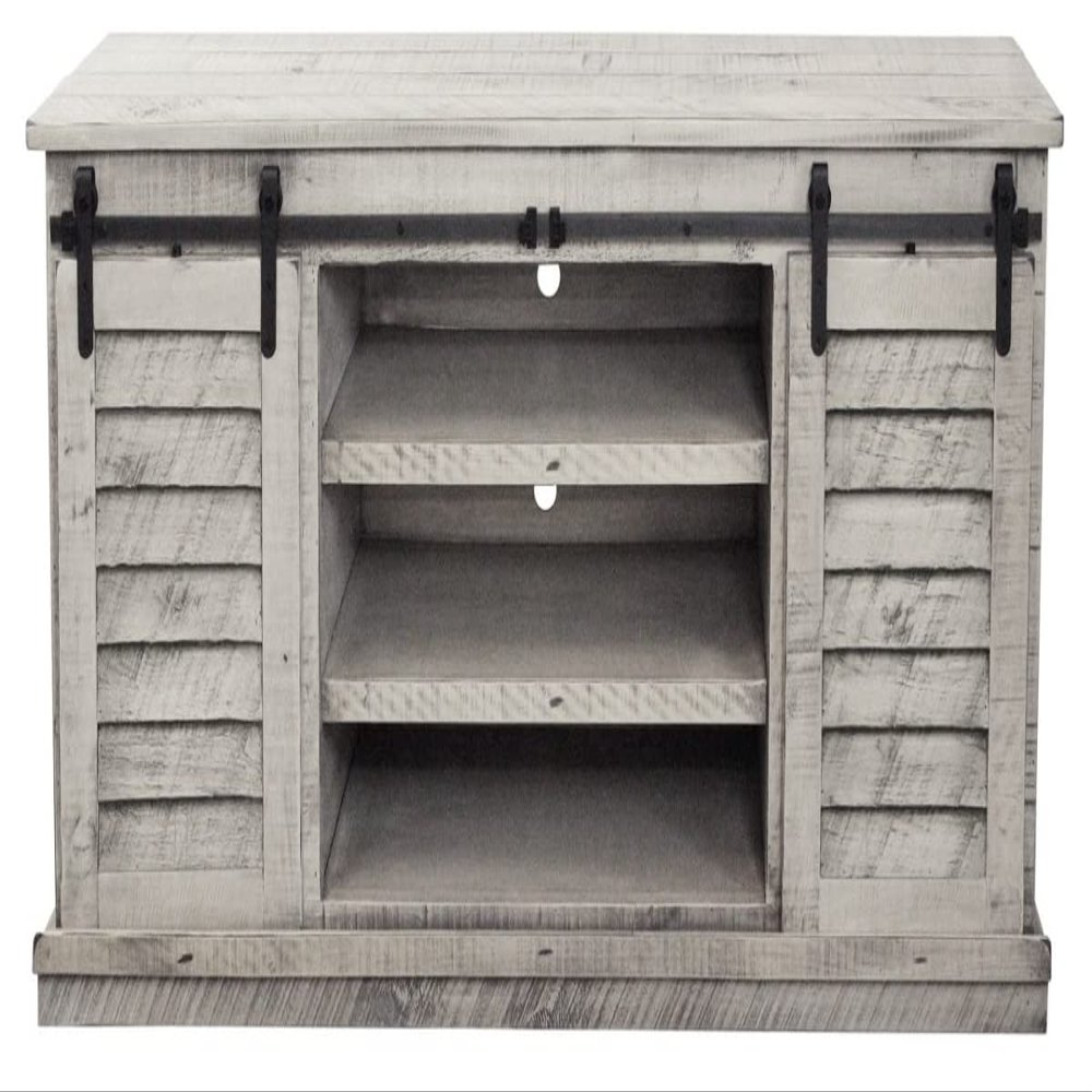 212 Main Rustic 68 Inch Provincial Shutter TV Stand in Rustic Dela Verria