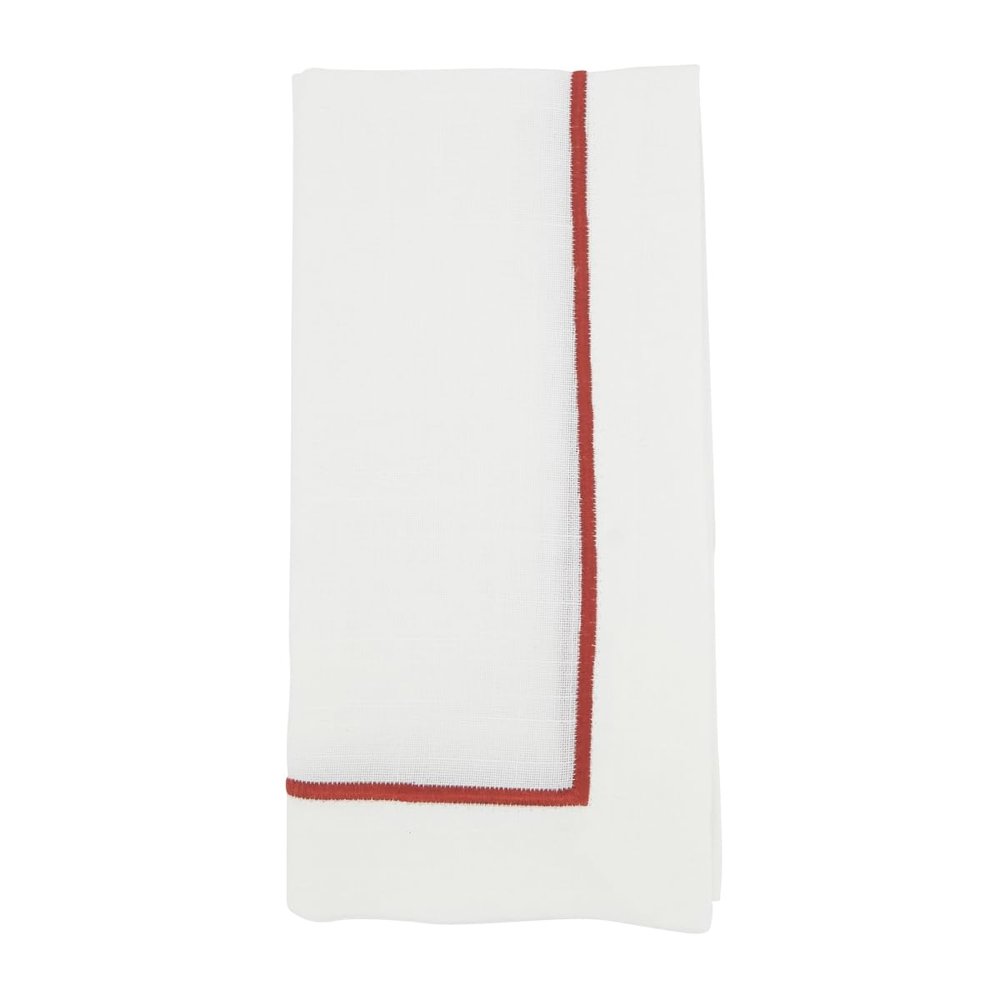 212 Main 20 in. Embroidered Line Design Square Napkins Rust - Set of 4