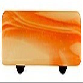 212 Main White Swirl Opal Orange Rectangle Glass Cabinet Pull - Black Post