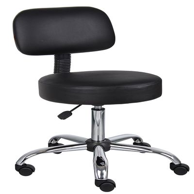 212 Main High Back Medical Stool Chair with Backrest - B245 - Black Vinyl