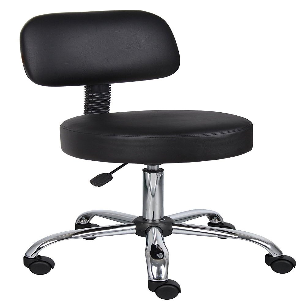 212 Main High Back Medical Stool Chair with Backrest - B245 - Black Vinyl