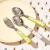 SEELLODGE Silverware Flatware Cutlery Set, 2/8/12/16 Rabbit Series 304 Stainless Steel Spoons And Forks Household Cartoon Eating Spoons (Color : Green, Size : 8Set-16Pcs) view 4
