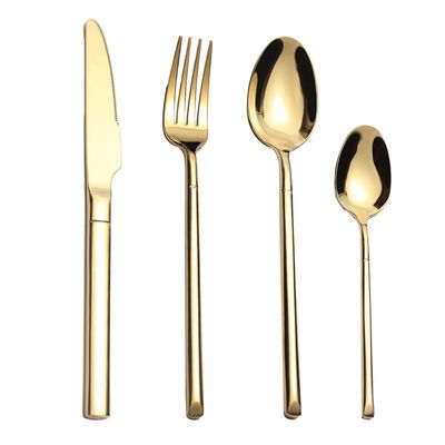 SEELLODGE Silverware Flatware Cutlery Set, 4/16/24/32 Pieces Knight Style Gold Stainless Steel Cutlery Set Creative Steak Knife, Fork And Spoon (Color : Gold, Size : 8Set-32Pcs)