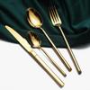 SEELLODGE Silverware Flatware Cutlery Set, 4/16/24/32 Pieces Knight Style Gold Stainless Steel Cutlery Set Creative Steak Knife, Fork And Spoon (Color : Gold, Size : 8Set-32Pcs) view 3