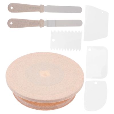LABRIMP Cake Decorating Turntable Set Rotating Platform with Smooth Surface for Easy Icing Design for Baking Lovers and Beginners Wheat Color