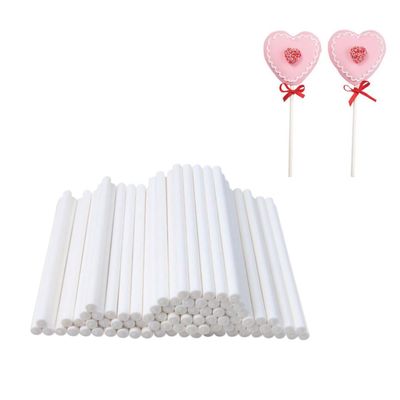 SHOWERORO 100pcs Non-bendable Paper Lollipop Sticks Cake Pop Sticks Sturdy for Cake Supplies