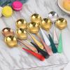 SEELLODGE Silverware Flatware Cutlery Set, 1/4/6/8 Pieces 304 Stainless Steel Creative Round Head Spoons For Restaurants And Home Dessert Spoons (Color : Green Gold, Size : 6Pcs) view 3