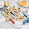 SEELLODGE Silverware Flatware Cutlery Set, 1/4/6/8 Pieces 304 Stainless Steel Creative Round Head Spoons For Restaurants And Home Dessert Spoons (Color : Green Gold, Size : 6Pcs) view 4