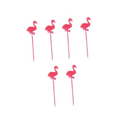BIUDECO 50pcs Animal Cartoon Flamingo Shape Fruit Picks Long Handle Food Picks for Desserts Rosy Flamingo Cupcake Toppers Easy to Use and Stylish