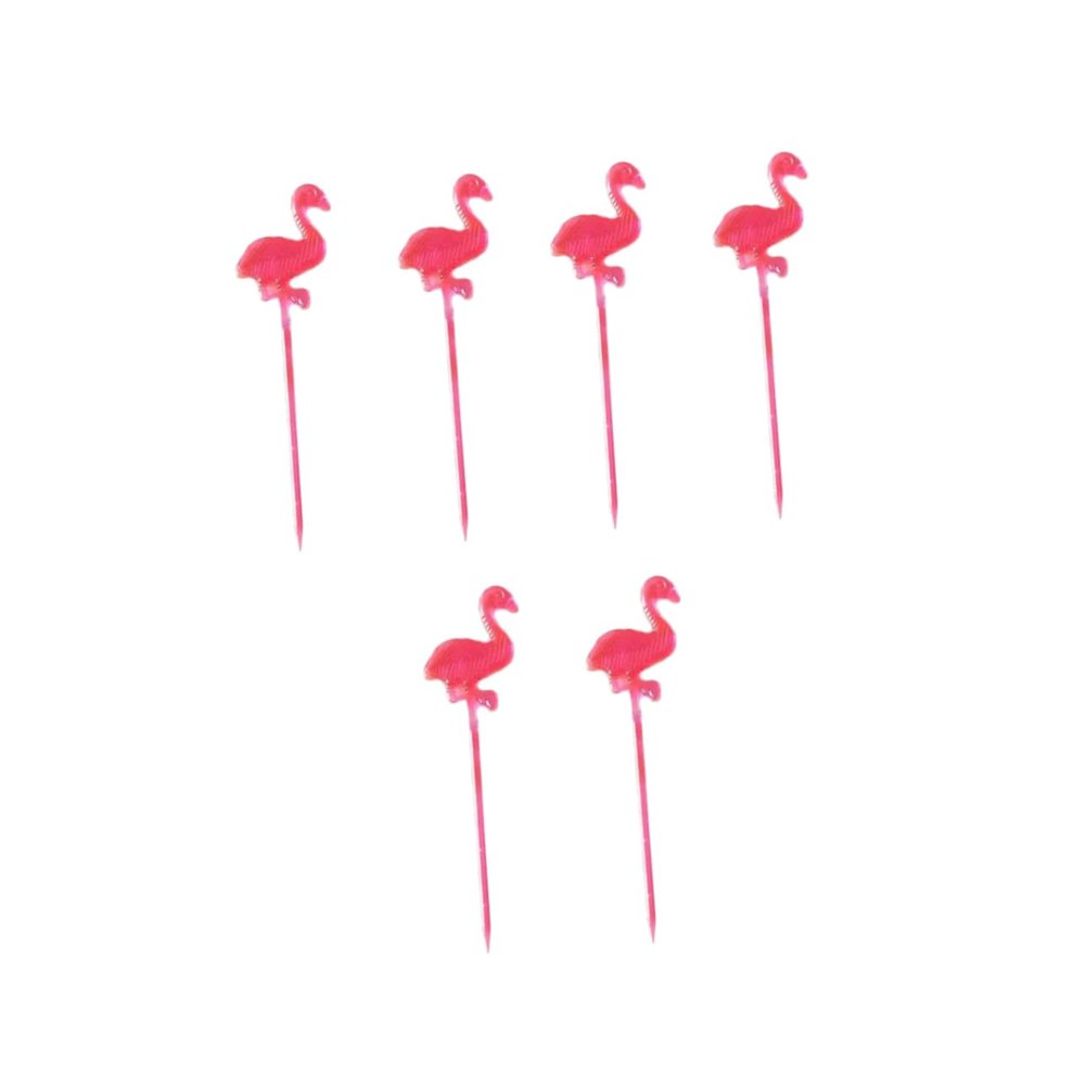 BIUDECO 50pcs Animal Cartoon Flamingo Shape Fruit Picks Long Handle Food Picks for Desserts Rosy Flamingo Cupcake Toppers Easy to Use and Stylish