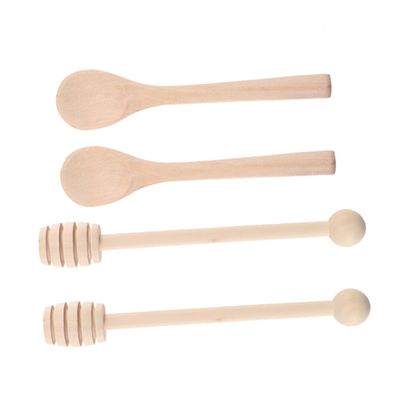 KICHOUSE 4pcs Wooden Honey Stirring Stick Honey Spoon for Dipper Wedding Party Favors