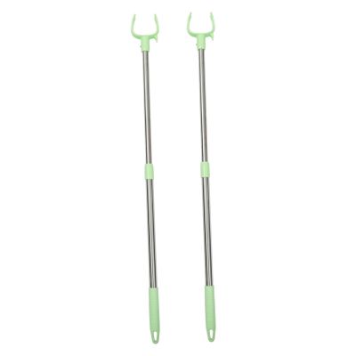 2pcs Retractable Clothes Drying Fork with Adjustable PP Head