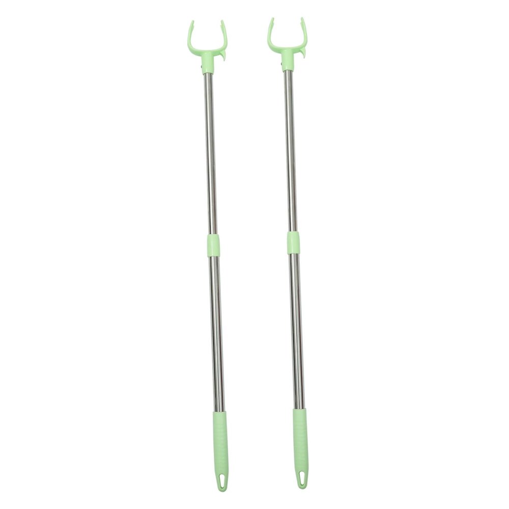 2pcs Retractable Clothes Drying Fork with Adjustable PP Head