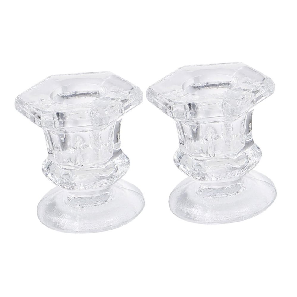 Zerodeko 2pcs Glass Candlestick Holders Candlestick Holders Simple for Wedding Decor and Home
