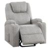 Benjara Evans 37 Inch Recliner Chair, Power Lift, Cupholders, Chenille, Light Gray view 1