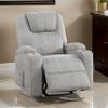 Benjara Evans 37 Inch Recliner Chair, Power Lift, Cupholders, Chenille, Light Gray view 2