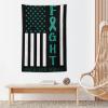 Breast Cancer Warrior Support Squad Ovarian Cancer Awareness Tapestry,Funny Bedroom Home Wall Tapestries for College Dorm Wall Decoration Tapestry Hanging 40"x60"inch view 4