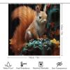 SOPIYRIO 4 Pcs Modern Squirrel Shower Curtain Sets,Autumn Fantasy Forest Animal Bathroom Set Shower Curtain Set with Rugs and Accessories,Bathroom Decor with Bath Mats Toilet Lid Cover view 2