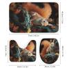 SOPIYRIO 4 Pcs Modern Squirrel Shower Curtain Sets,Autumn Fantasy Forest Animal Bathroom Set Shower Curtain Set with Rugs and Accessories,Bathroom Decor with Bath Mats Toilet Lid Cover view 3