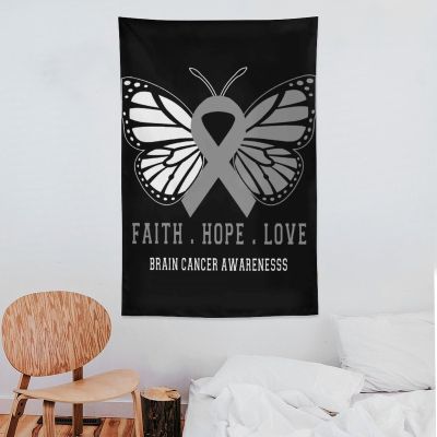 Butterfly Brain Cancer Awareness Tapestry,Funny Bedroom Home Wall Tapestries for College Dorm Wall Decoration Tapestry Hanging 40"x60"inch