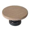 Benjara Marrie 14 Inch Round Decorative Tray, Iron Padestal Base, Wood Top, Brown and Black view 2