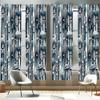 Ambesonne Space Window Curtains Pack of 2, Planets Bar Stripes Stars Rockets and Astronauts Galaxy Cartoon Pattern, Lightweight Set with Rod Pocket, 4 Panels of - 28" x 84", Blue Indigo Dark Coral view 1