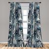 Ambesonne Space Window Curtains Pack of 2, Planets Bar Stripes Stars Rockets and Astronauts Galaxy Cartoon Pattern, Lightweight Set with Rod Pocket, 4 Panels of - 28" x 84", Blue Indigo Dark Coral view 3