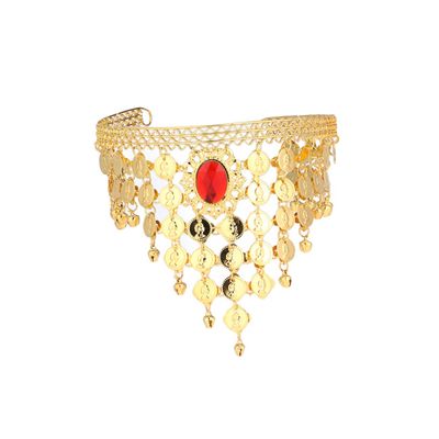 Metal Belly Dance Headpiece, Golden Sequin Hair Accessory for Dancers