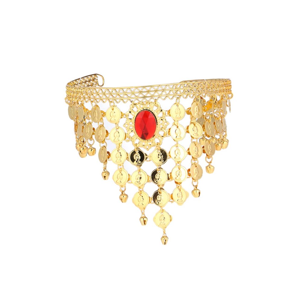 Metal Belly Dance Headpiece, Golden Sequin Hair Accessory for Dancers