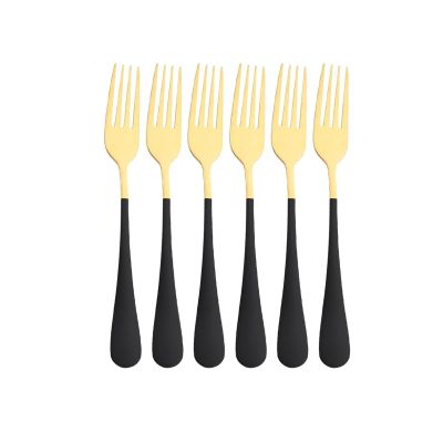Black Gold Dinner Fork Set Colourful 6/12/18/24Pcs Flatware Mirror Fork Cutlery Stainless Steel Dinnerware Kitchen Accessories (Color : Black Gold, Size : 24Pcs)