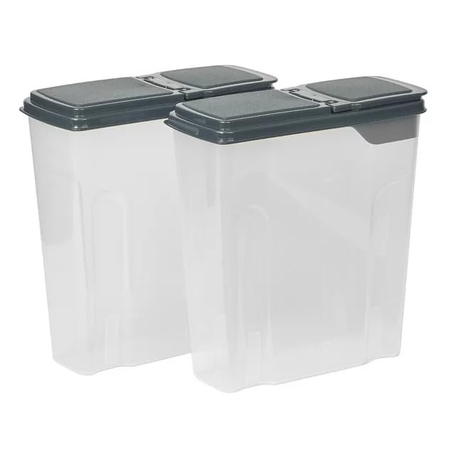 SEDLAV 2-Pack Cereal Keeper, Plastic, 24 Cup - Dark Gray Lid - Convenient Storage Solution for Preserving Freshness of Cereal and Dry Goods