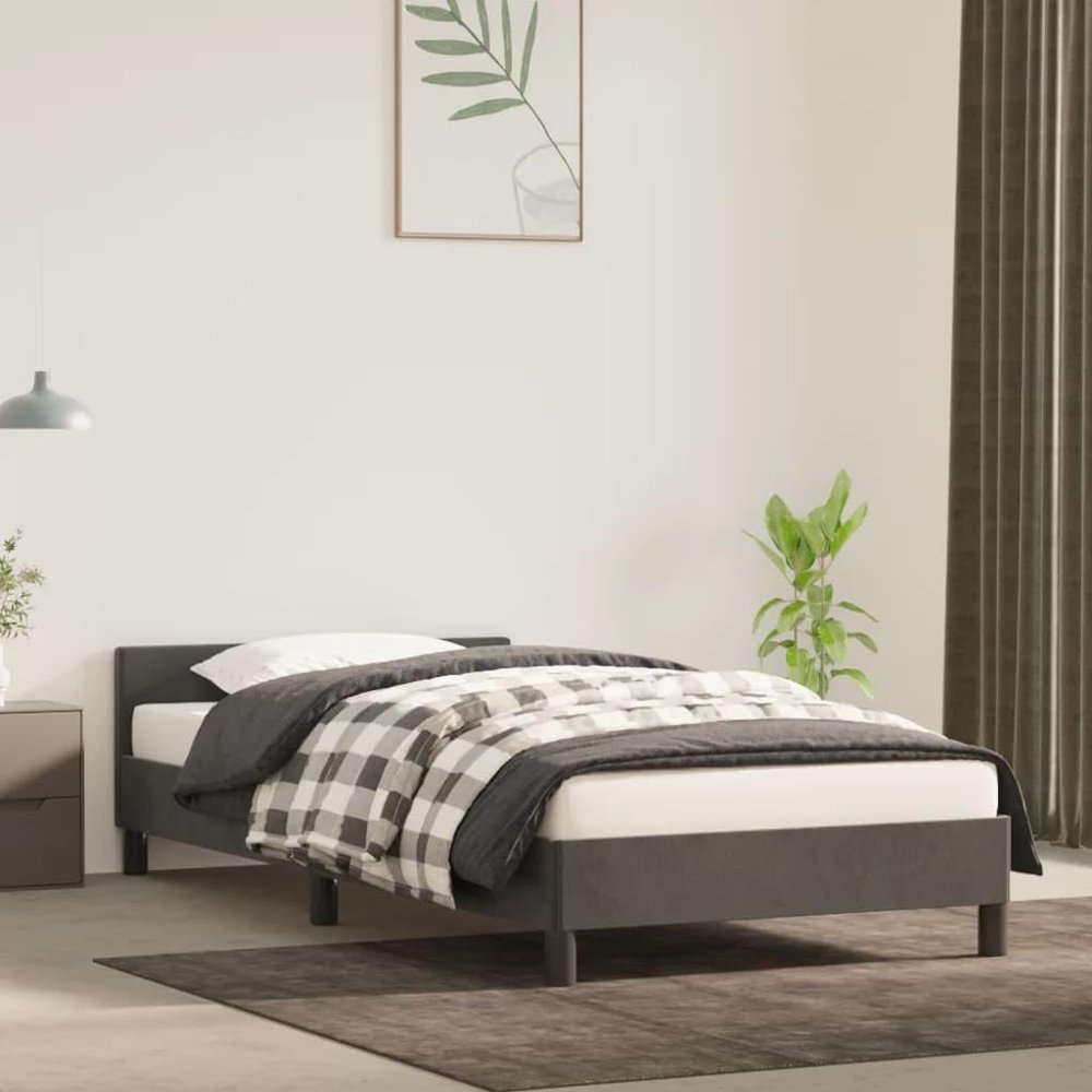 Gecheer Bed Frame with Headboard, Soft Velvet Fabric, Twin XL Size, Sturdy Plywood Slats, for Cozy Bedroom