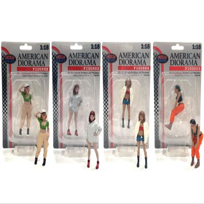 American Diorama Hip Hop Girls 4 Piece Figure Set for 1/18 Scale Models 18101-18102-18103-18104
