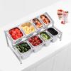 LYNICESHOP 2 Tiers Expandable Spice Rack, 13.8"-23.6" Seasoning Holder with 8 Pans Stainless, Heavy Duty Countertop Inclined Holder Adjustable Countertop Holder for Sauce Ingredients Fruits view 2