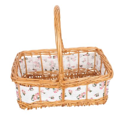 FELTECHELECTR 1piece Wicker Woven Flower Basket Cloth Lining Handheld Decorative Basket for Festivals Weddings and Flower Arrangements Elegant Natural Willow Craftsmanship