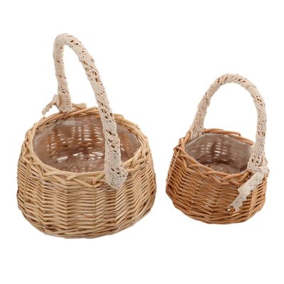 ORFOFE Wedding Flower Basket Handmade Picnic Basket Fruit Holder Tote for Home Decor