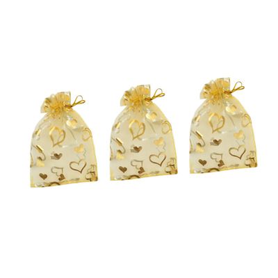 BCOATH Organza Candy Bag 100pcs Heart Shaped Present Bags Wedding Favor Packaging Bags Mesh Pouches for Party