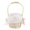 FELTECHELECTR Versatile Iron Storage Basket Small Golden Oval Flower Basket for Home Organization Picnic and Giving for Decor and Utility view 1