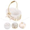FELTECHELECTR Versatile Iron Storage Basket Small Golden Oval Flower Basket for Home Organization Picnic and Giving for Decor and Utility view 4