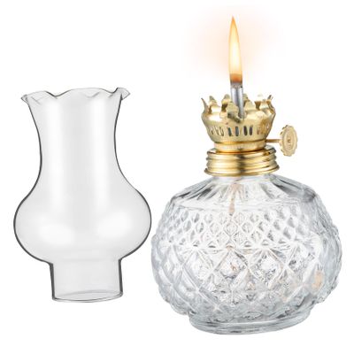 BCOATH Vintage Glass Kerosene Oil Lamp Lantern with Wick Decorative Indoor Lighting for Home Kitchen and Garden Retro Chamber Lamp for Peaceful Atmosphere