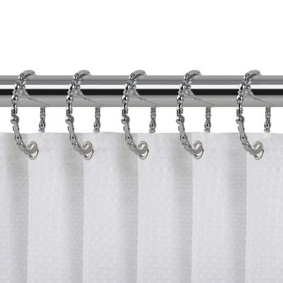 2.75 x 2.07 in. Oval Shape Rustproof Zinc Shower Curtain Hook Rings for Bathroom Chrome - Set of 12