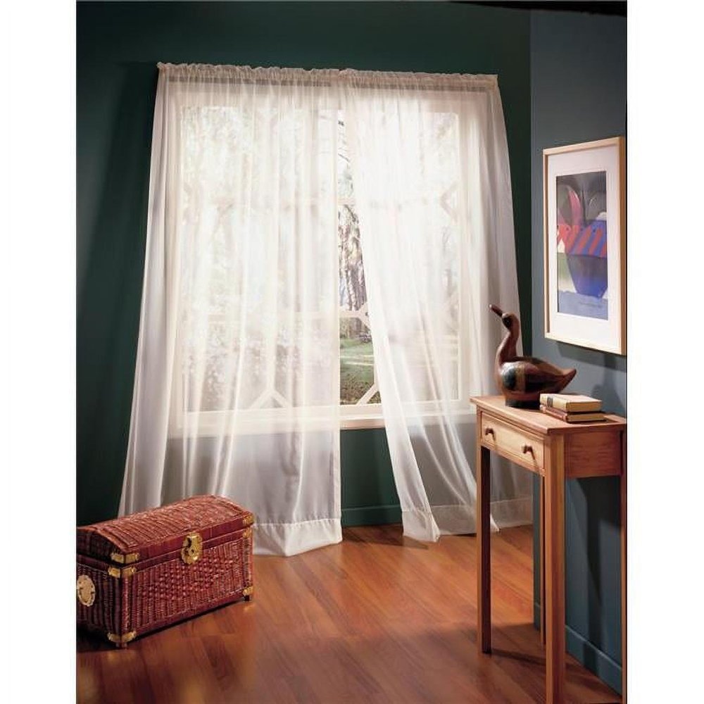 104 x 63 in. Voile Rod Pocket Curtain Panel Window Dressing White