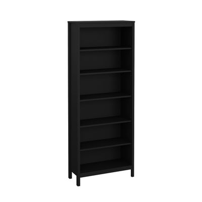 Tvilum Madrid Adjustable 6 Shelf Bookcase, Open Storage Home Office Bookshelf in Black Matte