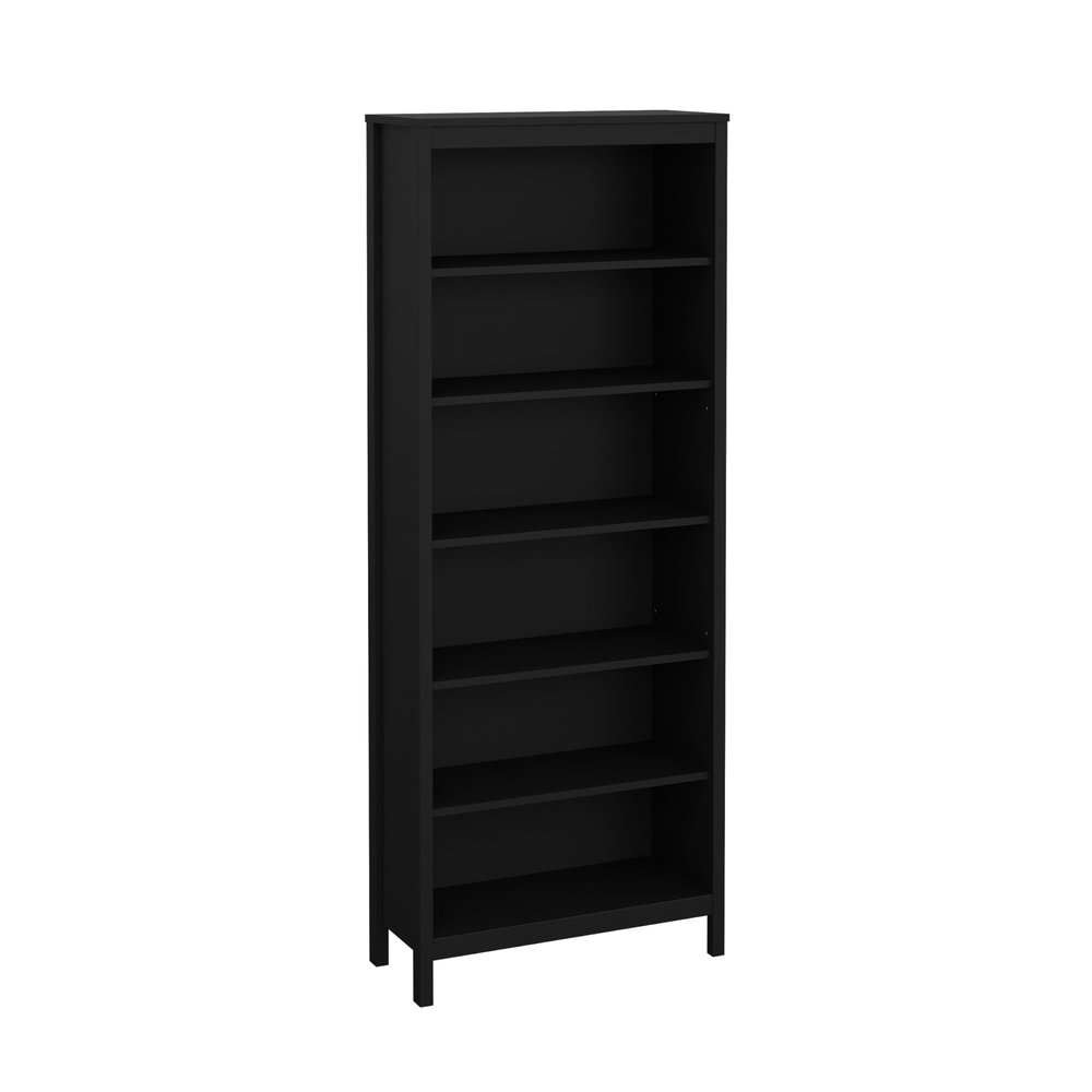 Tvilum Madrid Adjustable 6 Shelf Bookcase, Open Storage Home Office Bookshelf in Black Matte