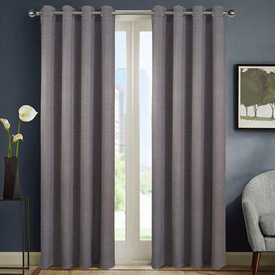 84 in. Sofia Printed Blackout Grommet Panel Charcoal