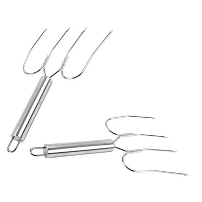 2Pcs Stainless Steel Turkey Lifter Forks, Ergonomic Bbq Meat Handling Tools