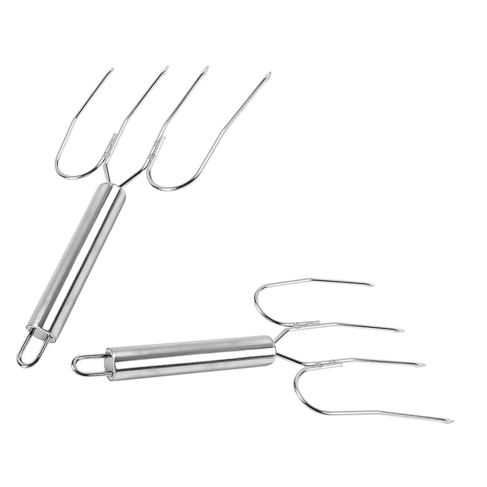 2Pcs Stainless Steel Turkey Lifter Forks, Ergonomic Bbq Meat Handling Tools